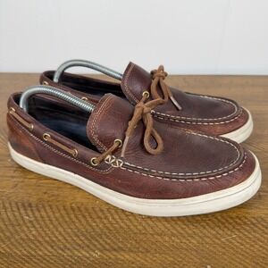 Cole Haan Boat Shoes Mens 9.5M Brown Nantucket Leather Lace Up Casual Loafer‎